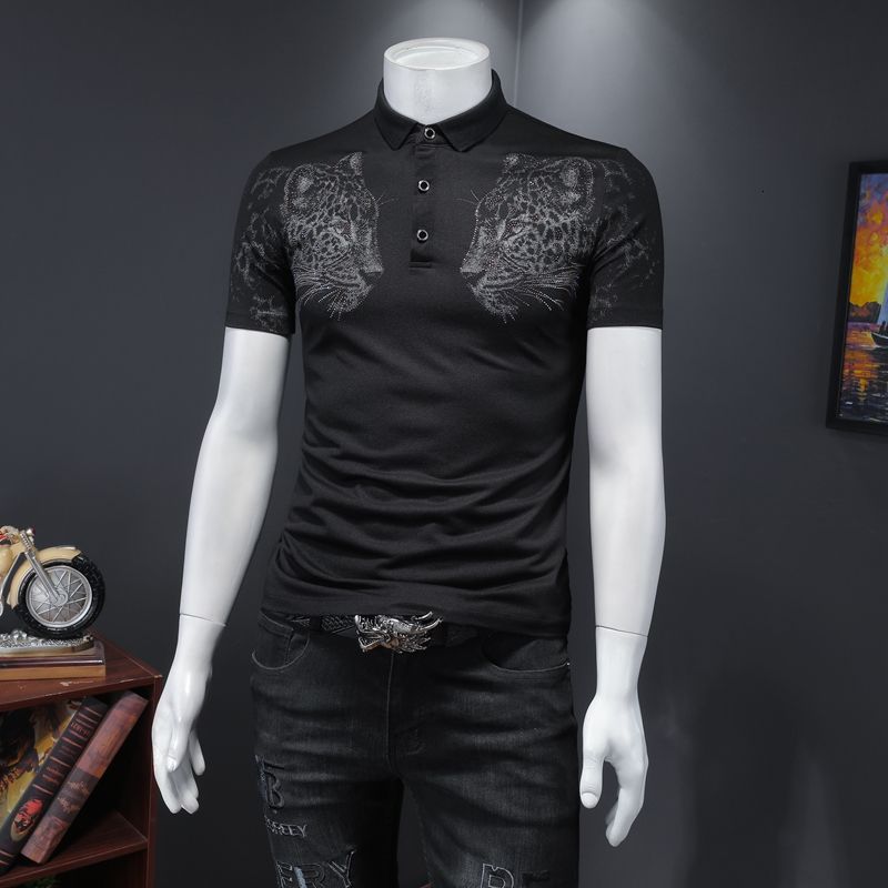 Twin Grey Leopard Head Polo Shirt