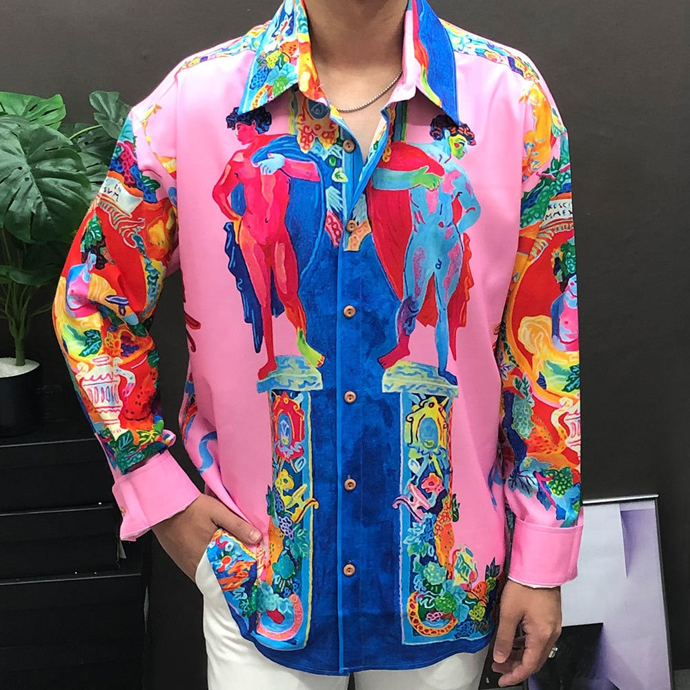 Chemise en polyester à imprimé palais ethnique