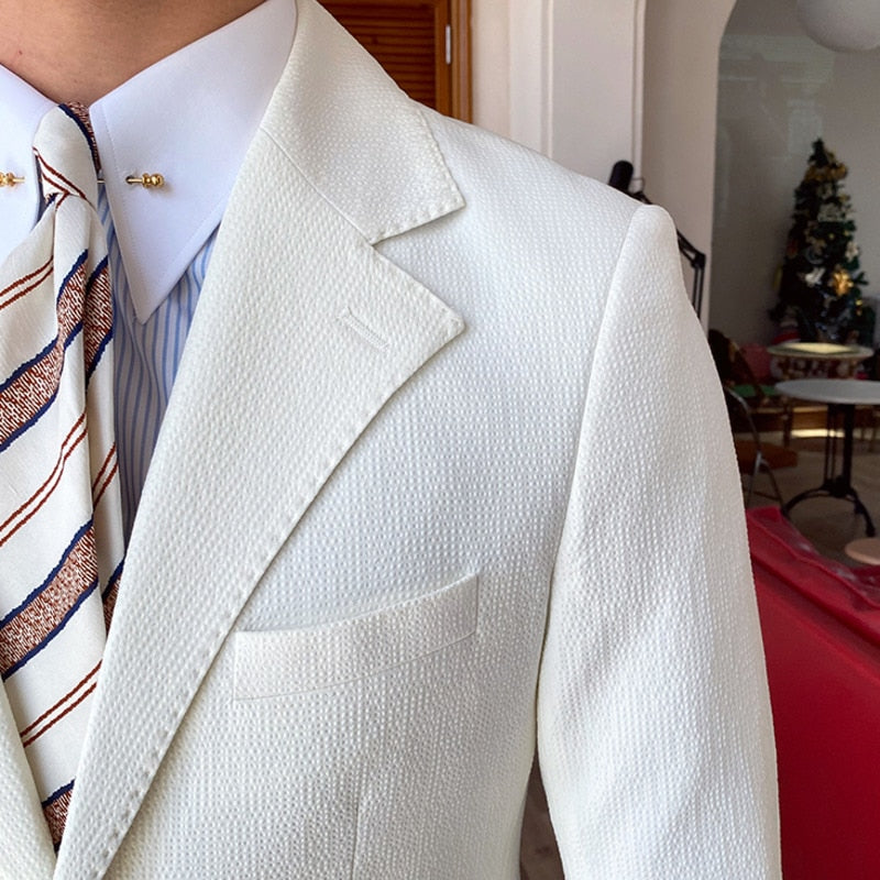 Plain White European Style Social Club Blazer