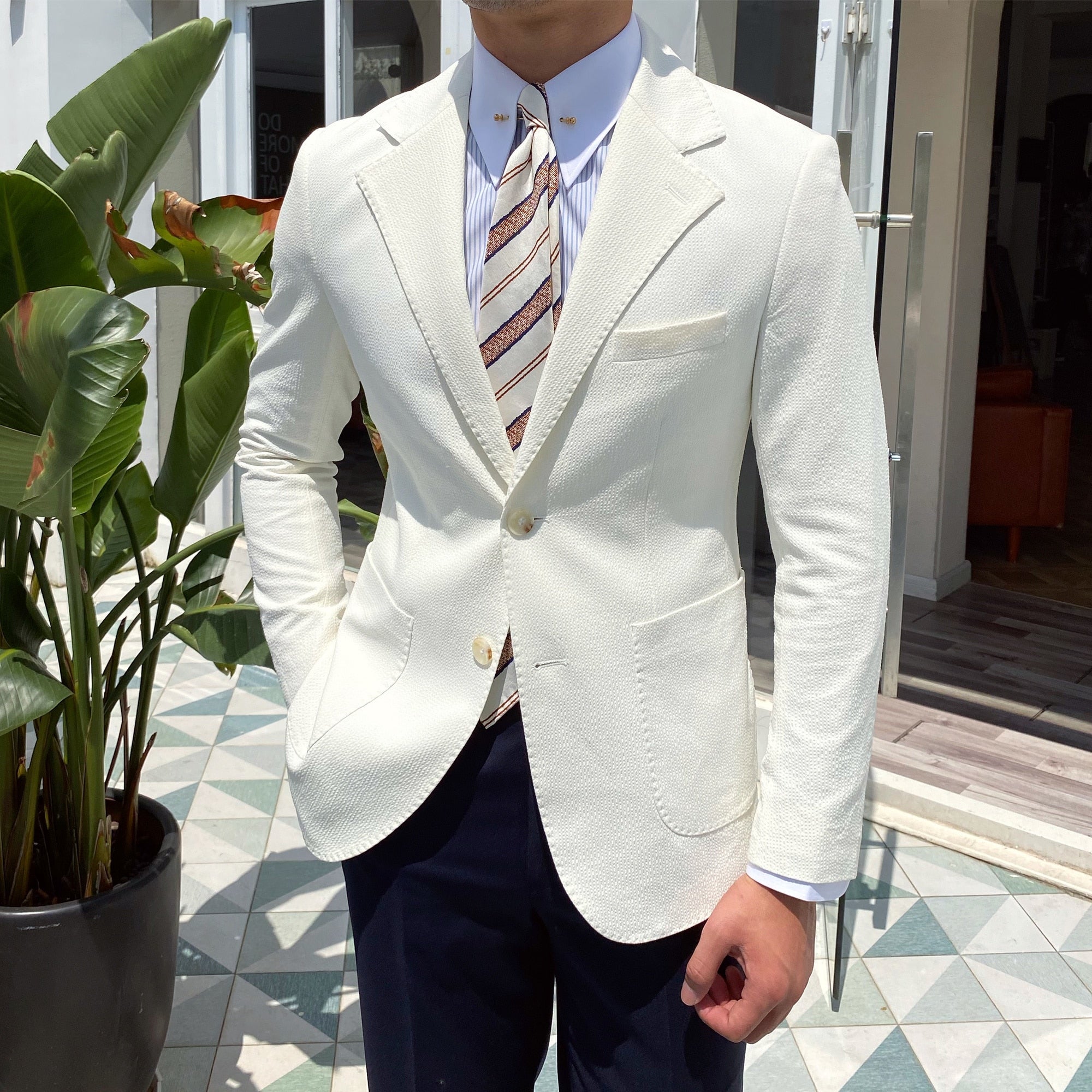 Plain White European Style Social Club Blazer