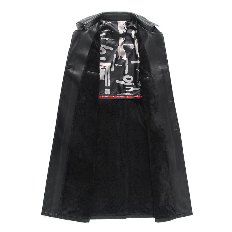 Abrigo clásico de piel sintética de color sólido