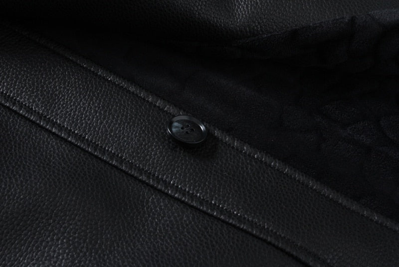 Abrigo clásico de piel sintética de color sólido