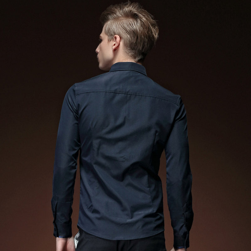 Motif floral royal sur le haut de la poitrine pour homme Slim Fit Dandy Shirt