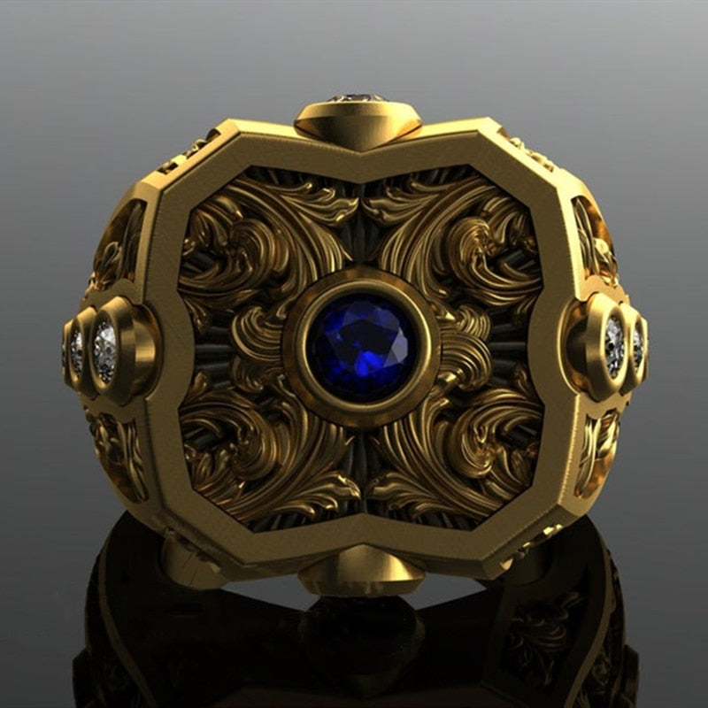 Anillo de cristal tallado con estampado de flores vintage