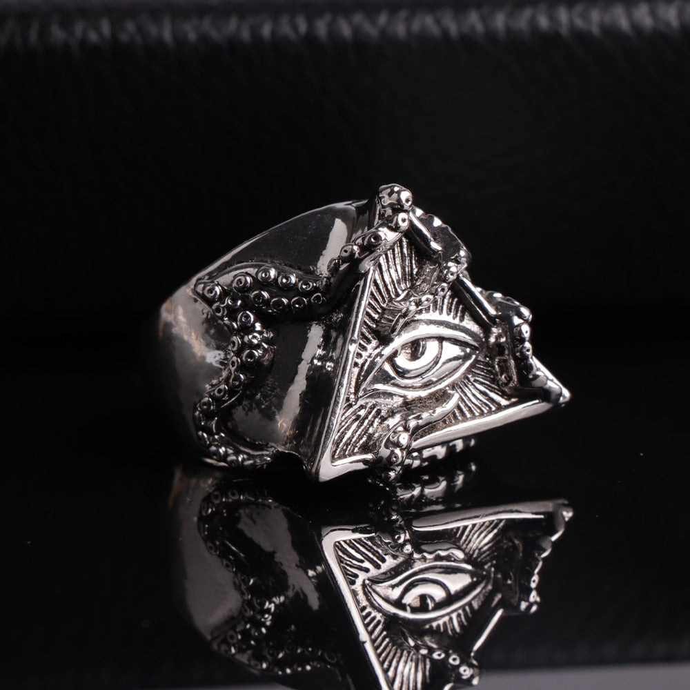 Anillos de moda de ojo de triángulo de pulpo