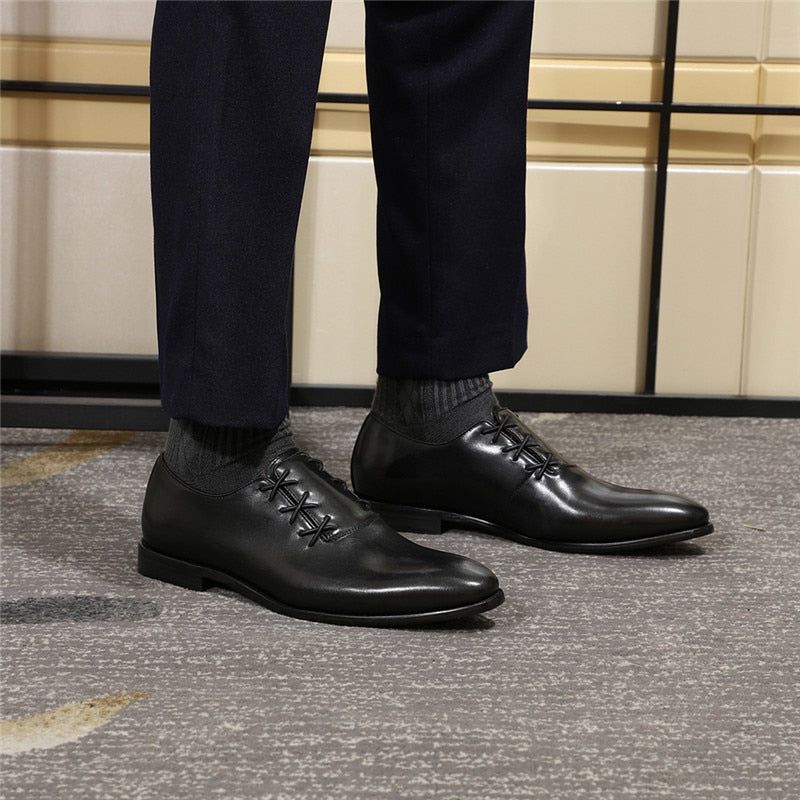 Fashion Plain Toe with Criss Cross Lace Lid Design Men Loafers Shoes