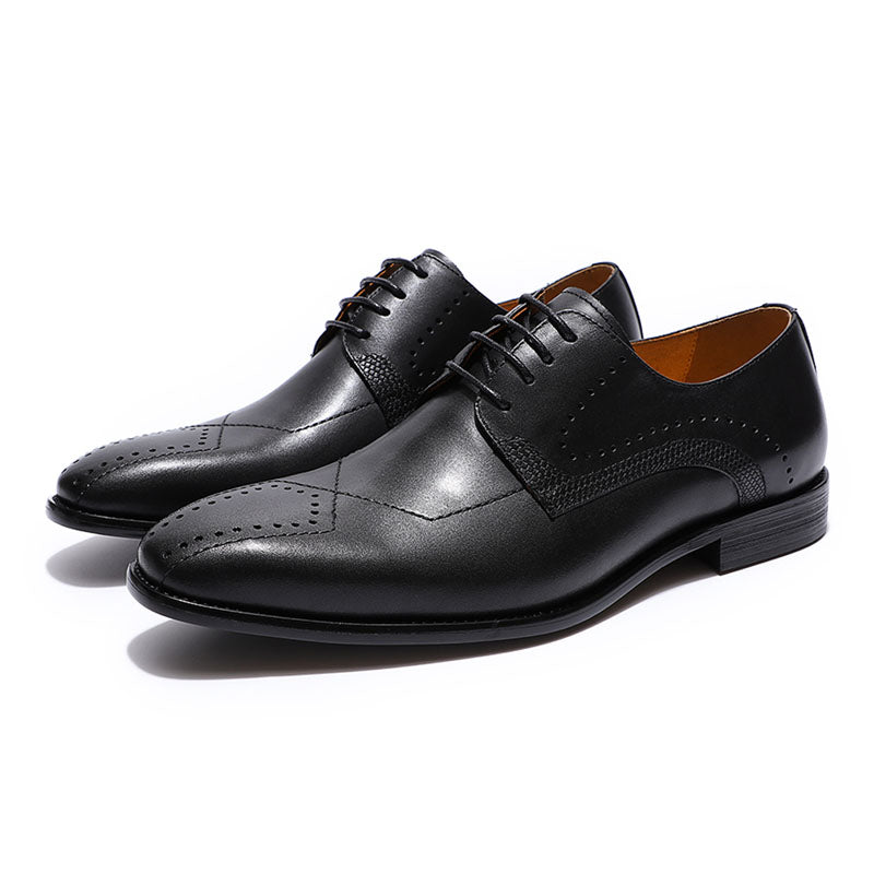 Luxury Formal Simple Modern Toe Brogue Men Derby Shoes