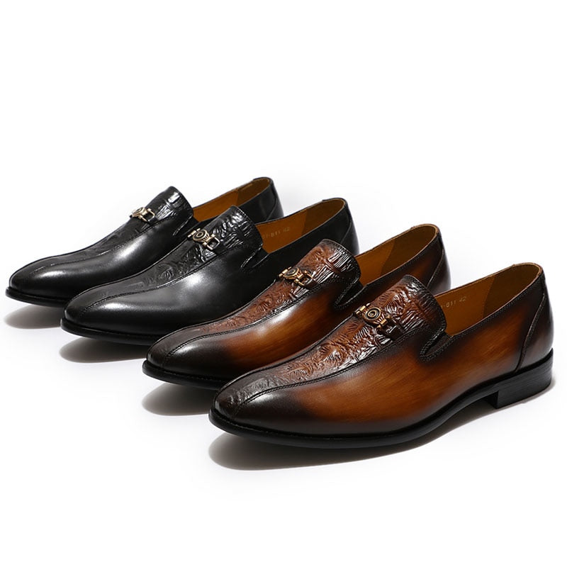 Mocasines de hombre con diseño de punta de bicicleta hechos a mano de cuero genuino