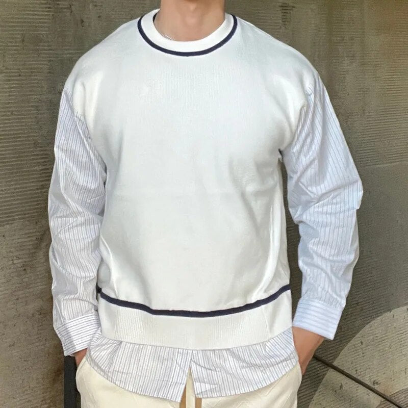 Fake Two Pieces Contrasting Colors Sweatshirt