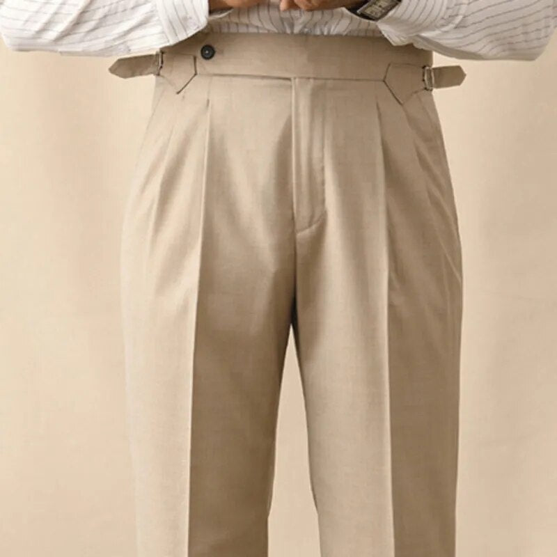Khaki Color Side Buckle Trousers