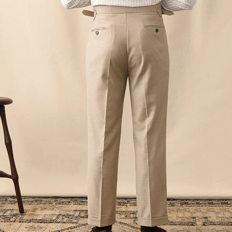 Khaki Color Side Buckle Trousers