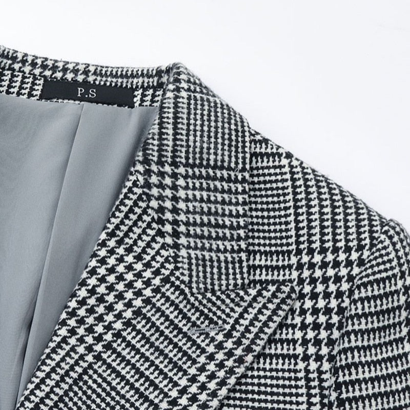 Manteau croisé à carreaux de style coréen