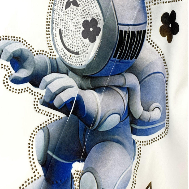 Space Rabbit Printed Black Shirt