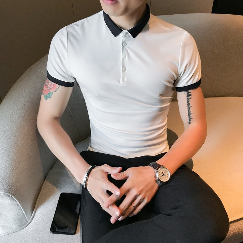 Slim Fit Respirant en Été Casual Design Hommes Polo Shirt