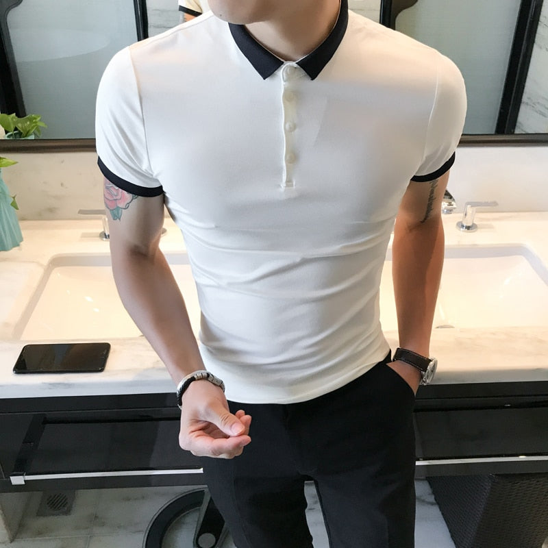 Slim Fit Breathable in Summer Casual Design Men Polo Shirt