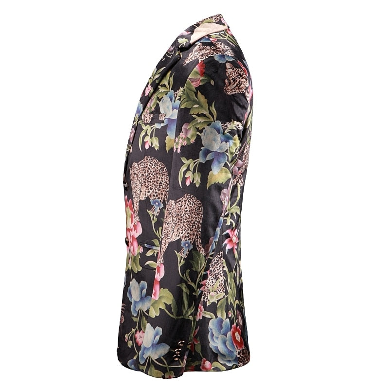 Animal Floral Printing Costume Style Men Slim Fit Blazer - FanFreakz
