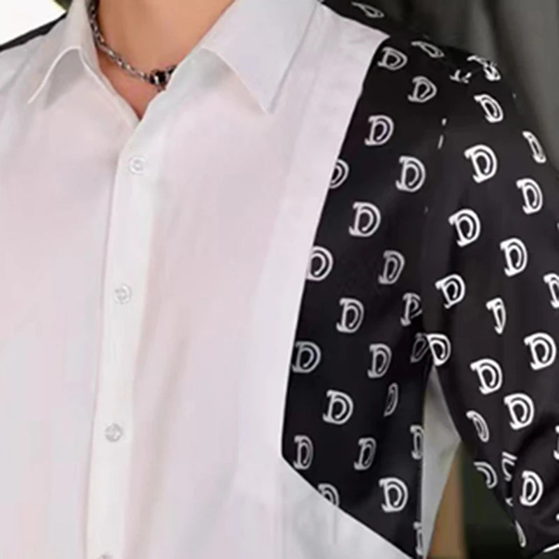 Patchwork Letter Print Shirt