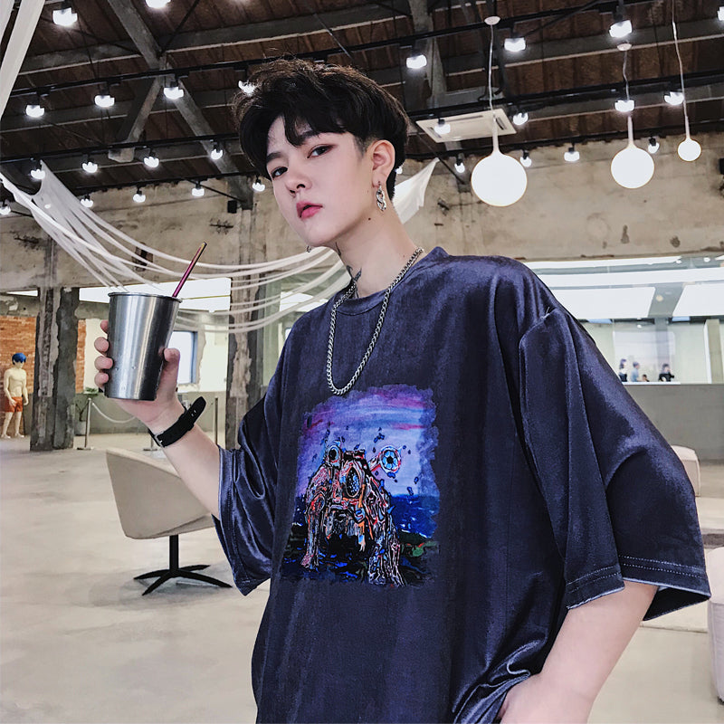 Streetwear Casual Printed Harajuku Loose Style Men T-Shirt