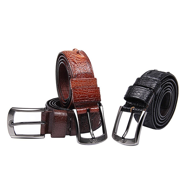 PU Leather Crocodile Pin Buckle Belts