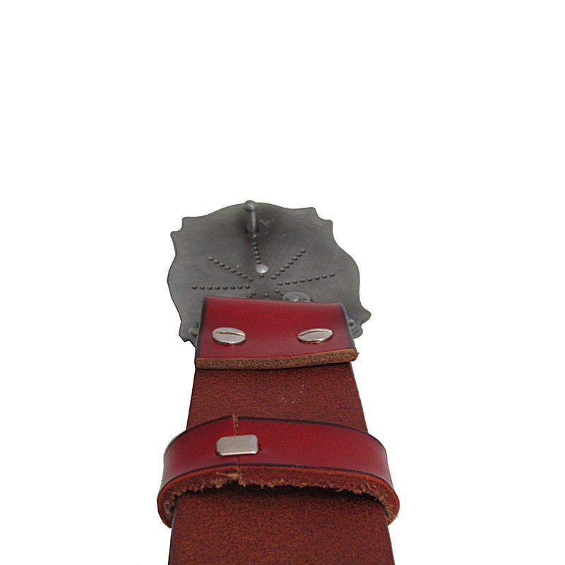 Eagle Totem Copper Smooth Buckle Men Vintage Style Leather Belt - FanFreakz