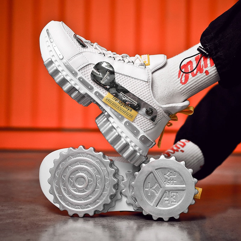 Baskets à lacets respirantes géométriques en maille pour hommes