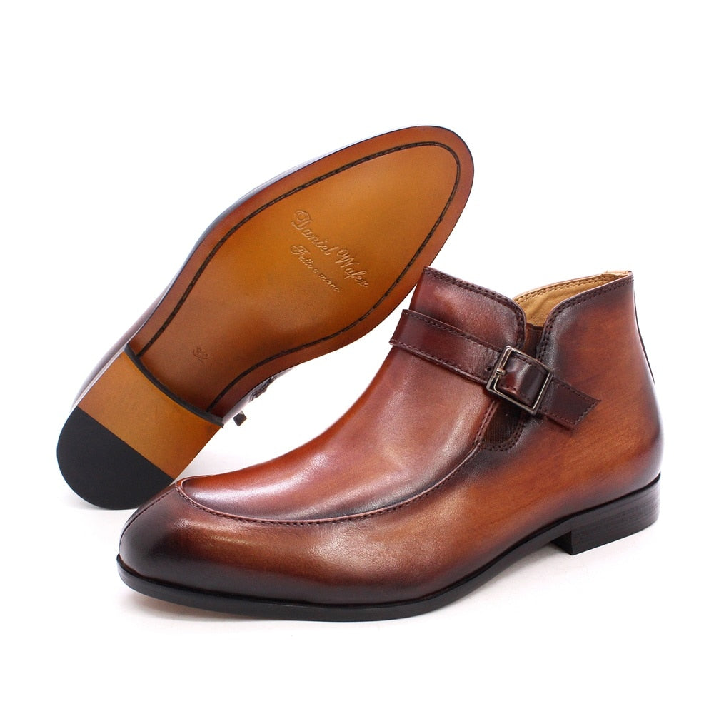 Children Genuine Leather Zipper Buckle Ankle Boots