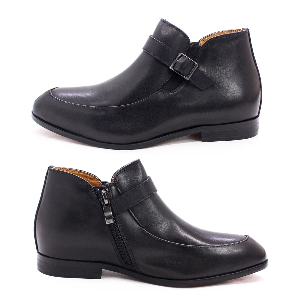 Children Genuine Leather Zipper Buckle Ankle Boots