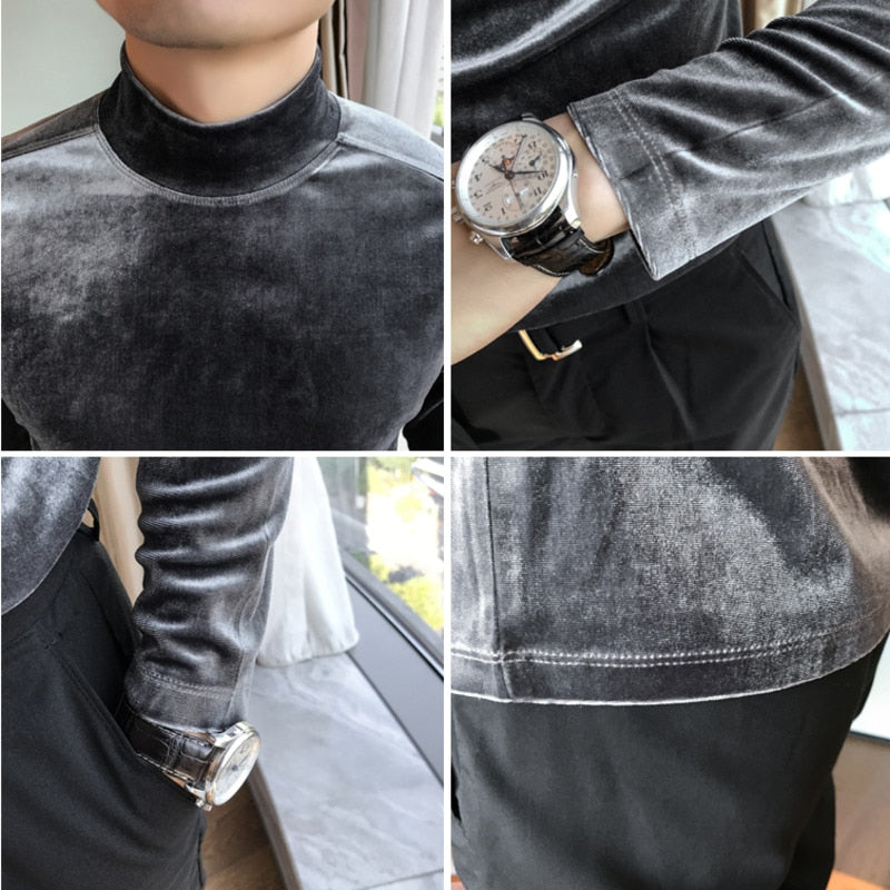 Shining Solid Turtle Neck Long Sleeve Sweater