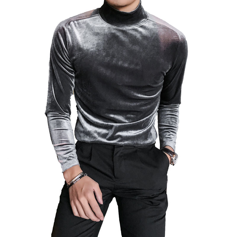 Shining Solid Turtle Neck Long Sleeve Sweater