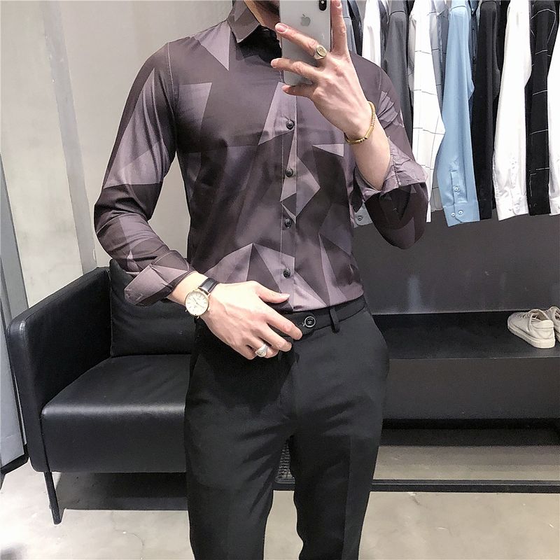 Two-Toned Abstract Geometric Patterned Shirts