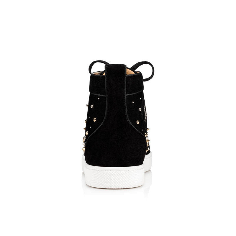 Silver & Gold Rivets Men Suede High Top Sneakers