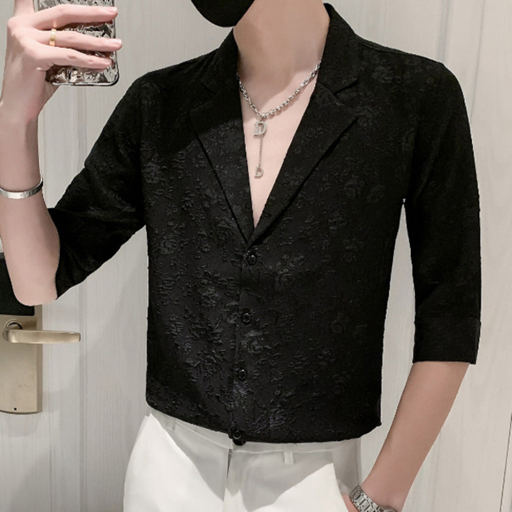 V-Neck Half Sleeve Cotton Shirt