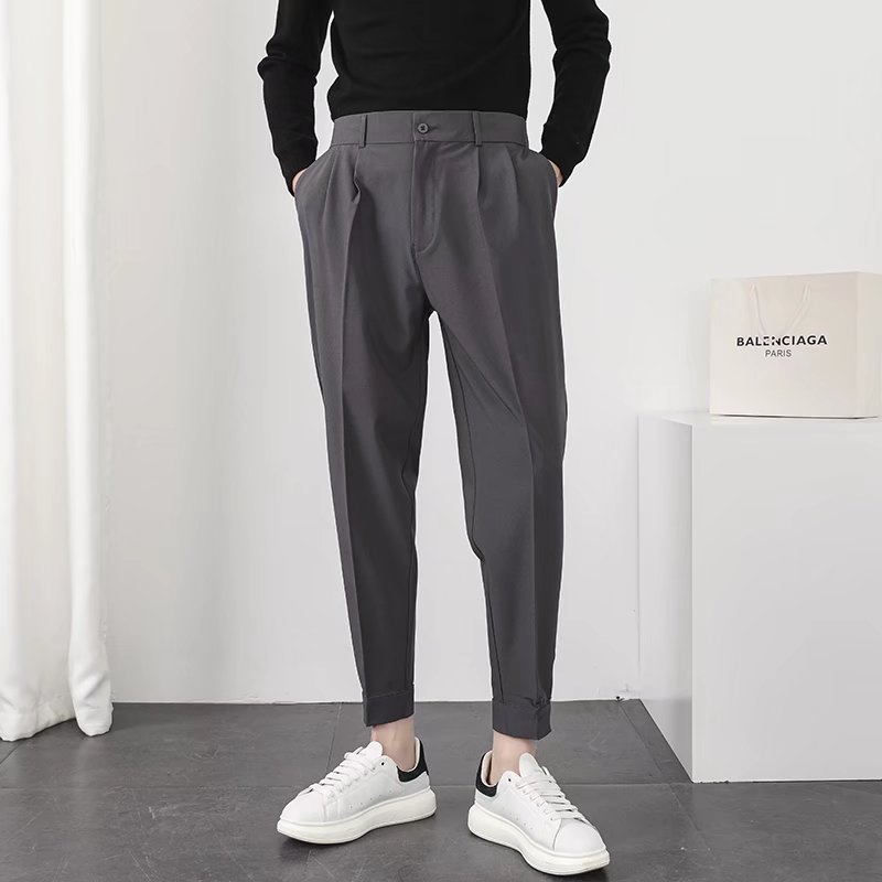 Pantalon coréen slim à taille élastique
