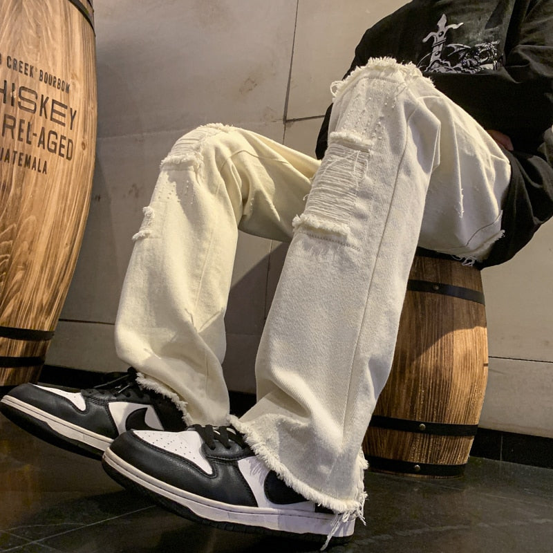 Broken White Ripped Baggy Jeans