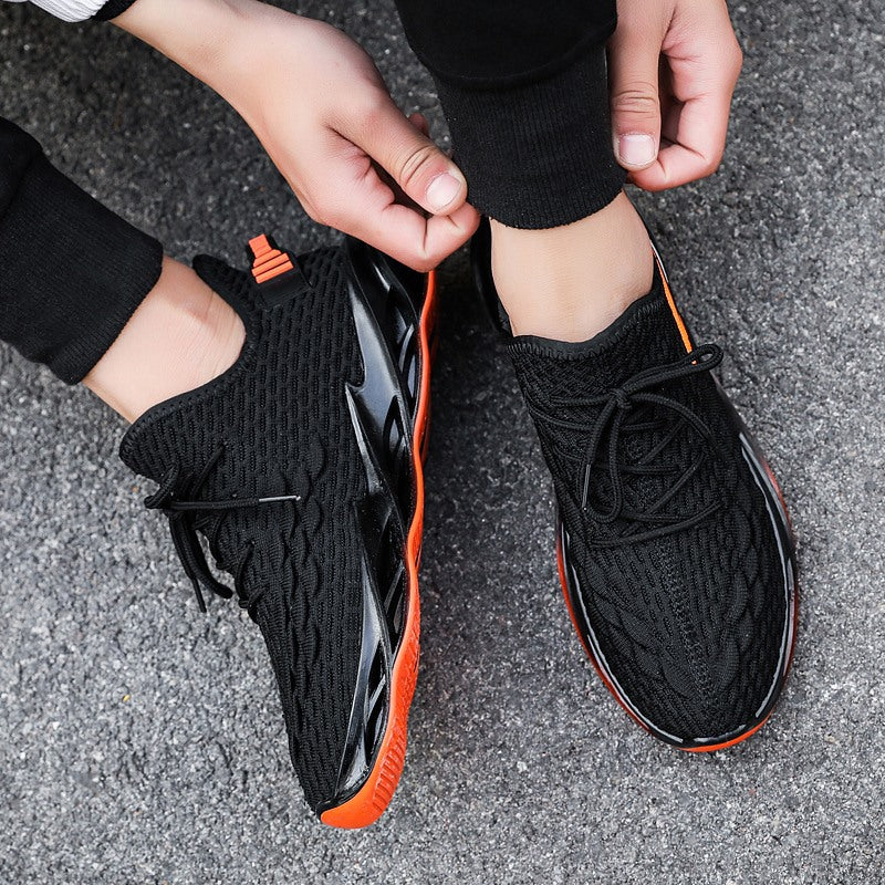 Stripped Wave Blade Thick Bottom Loafers Lace Up Sneakers