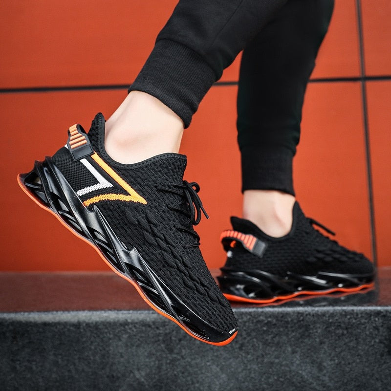 Stripped Wave Blade Thick Bottom Loafers Lace Up Sneakers