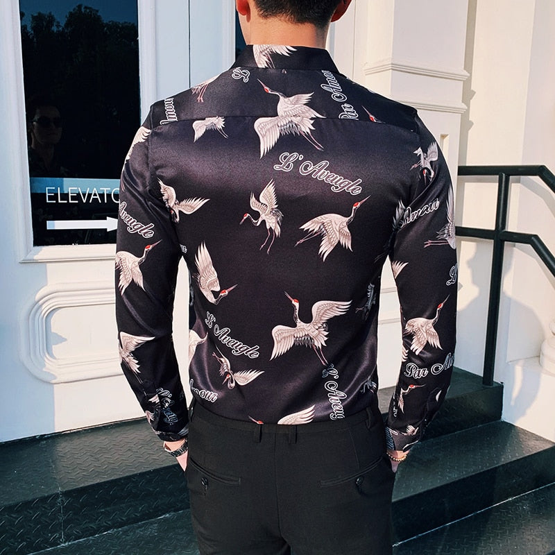 Nouveau motif Flamingo impression Slim Fit hommes chemises