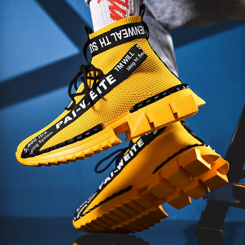 Woven Sock Shoes Hommes Baskets montantes Amortissement Antidérapant