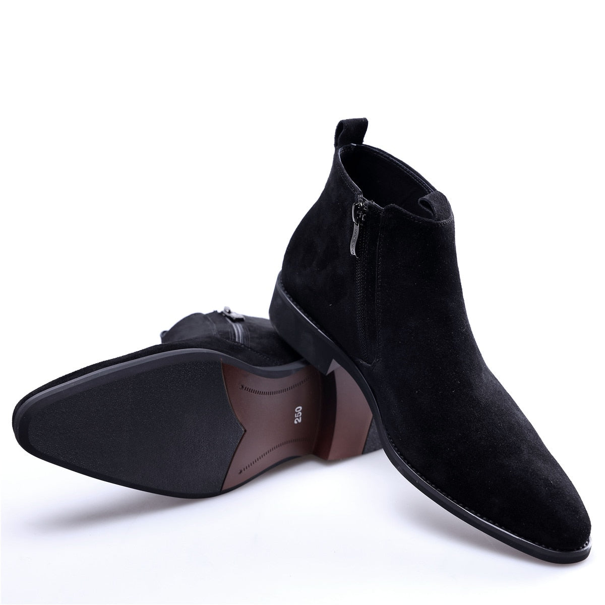 Botas de cuero de hombre de estilo casual sólido con textura negra