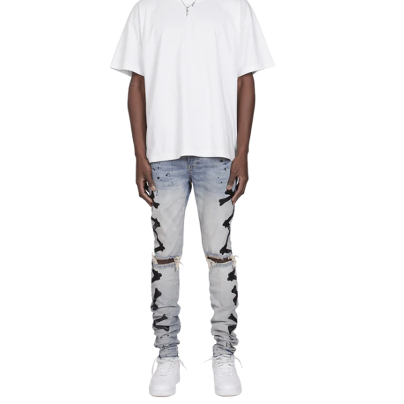 X Skeleton Side Printed Ripped Jeans