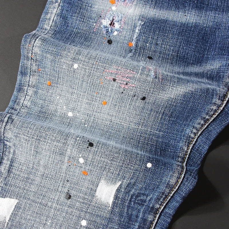 Azure Blue Streetwear Men Jeans