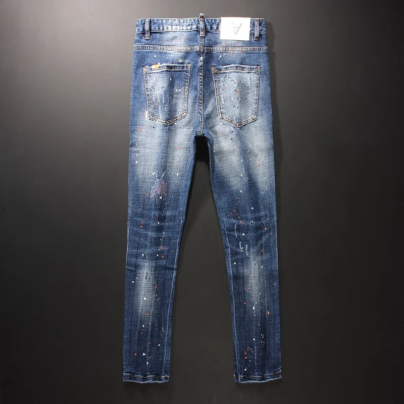Azure Blue Streetwear Men Jeans
