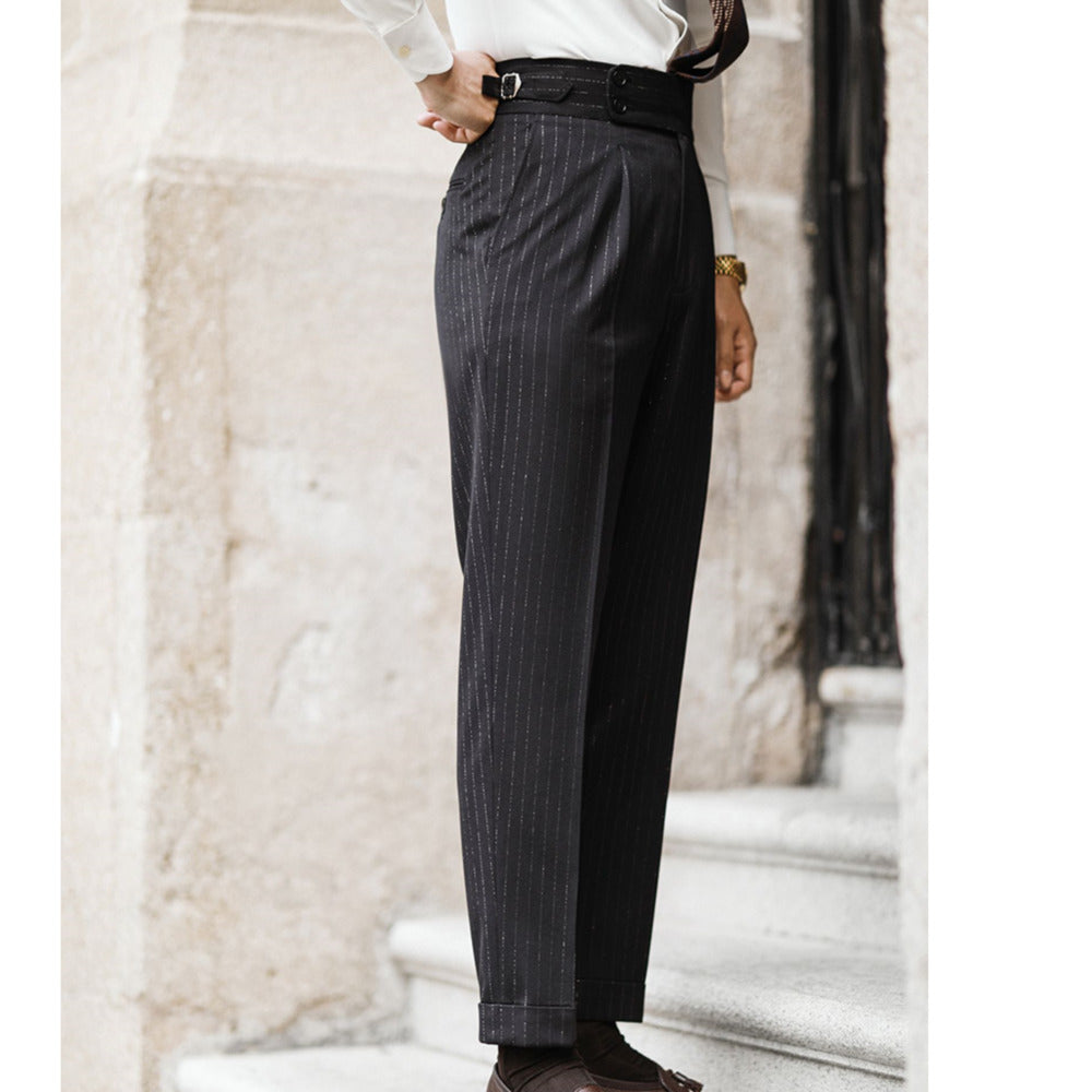 British Stripe Wide Ban Trousers