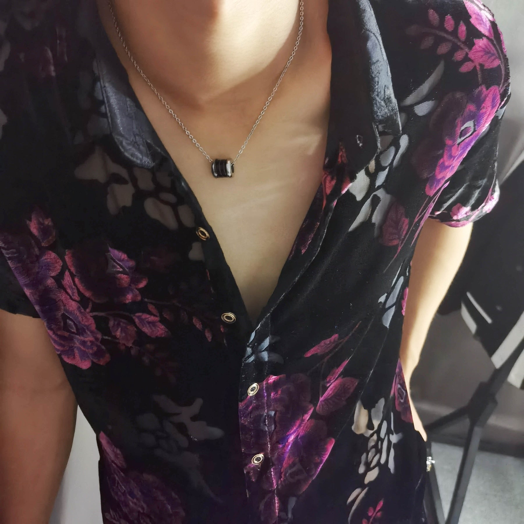 Transparent Purple Floral Masculine Velvet Shirt
