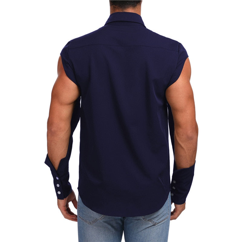 Chemise Homme Style Hip Hop Découpée à Manches Supérieures