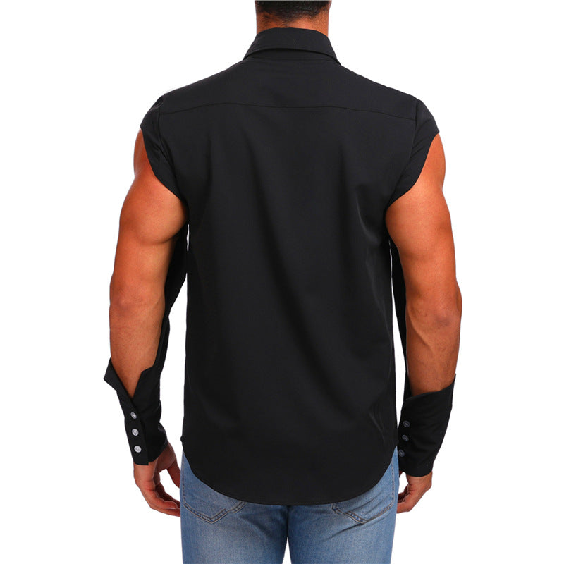 Chemise Homme Style Hip Hop Découpée à Manches Supérieures