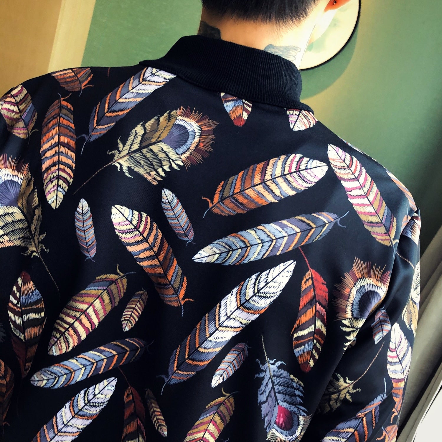 Korean Feather Mandarin Pattern Jacket + Pant Sets