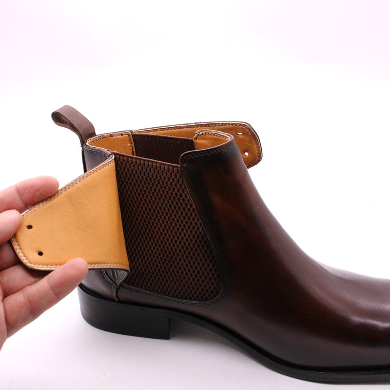 Bottines en cuir pour hommes en cuir de veau marron