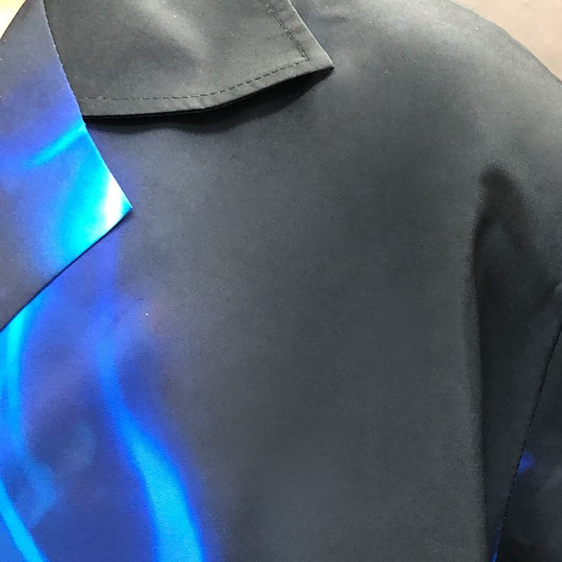 Blue Flame Skeleton Printing Shirt