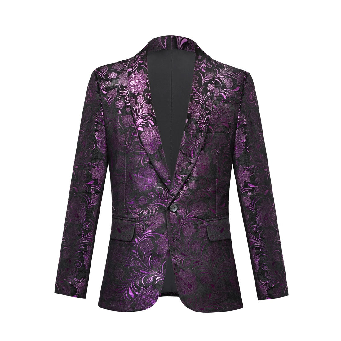 Multicolor Floral Pattern Velvet Casual Blazer